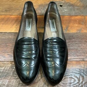 Bally Made in Italy Black Leather Wingtip Penny Loafers Men’s 11E